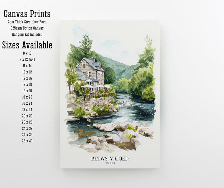 Betws-y-Coed Watercolor Painting Snowdonia Village Art Betws-y-Coed Print Scenic River Decor