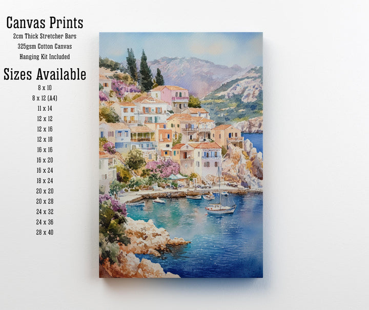 Kefalonia Greece Watercolor Painting Greek Island Art Kefalonia Print Scenic Mediterranean Decor Gift for Greece Lovers