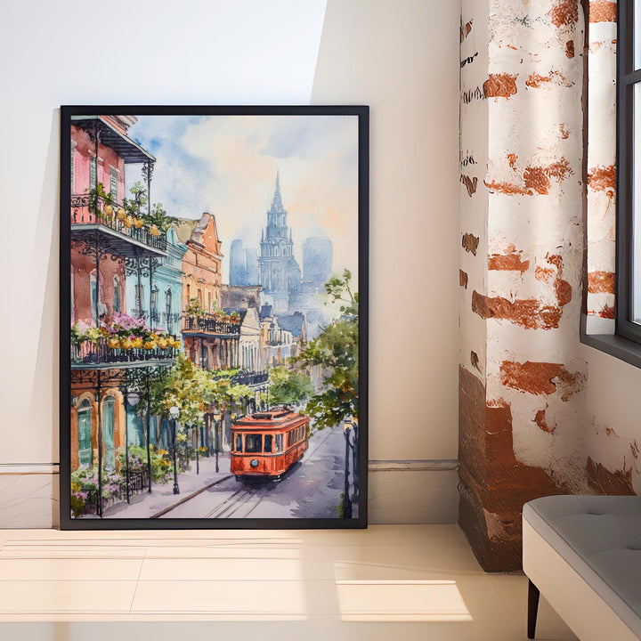 New Orleans Watercolor Painting Louisiana City Art New Orleans Print Scenic French Quarter Decor Gift for New Orleans Lovers