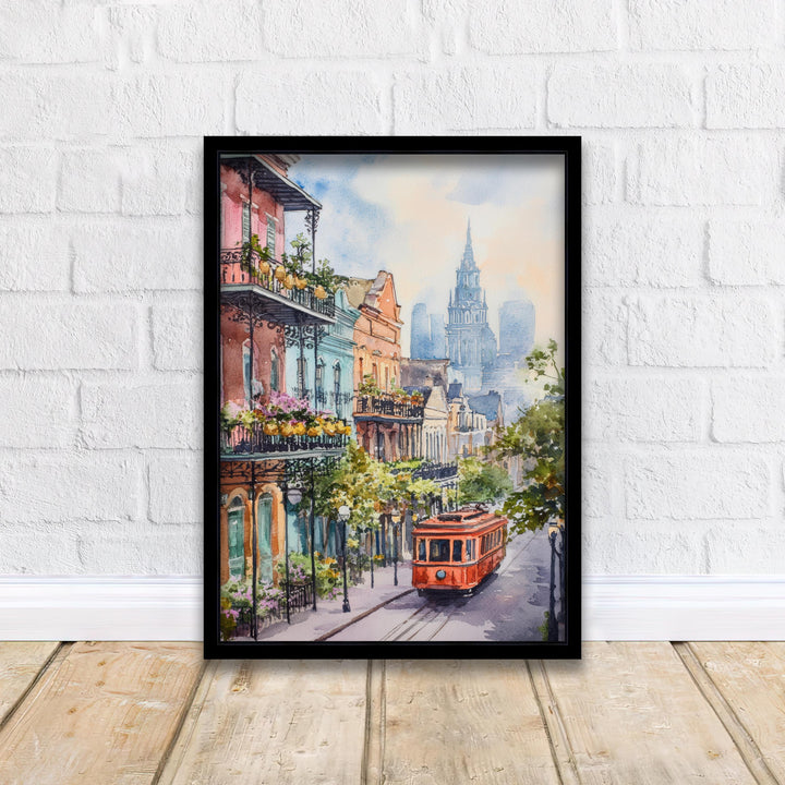 New Orleans Watercolor Painting Louisiana City Art New Orleans Print Scenic French Quarter Decor Gift for New Orleans Lovers