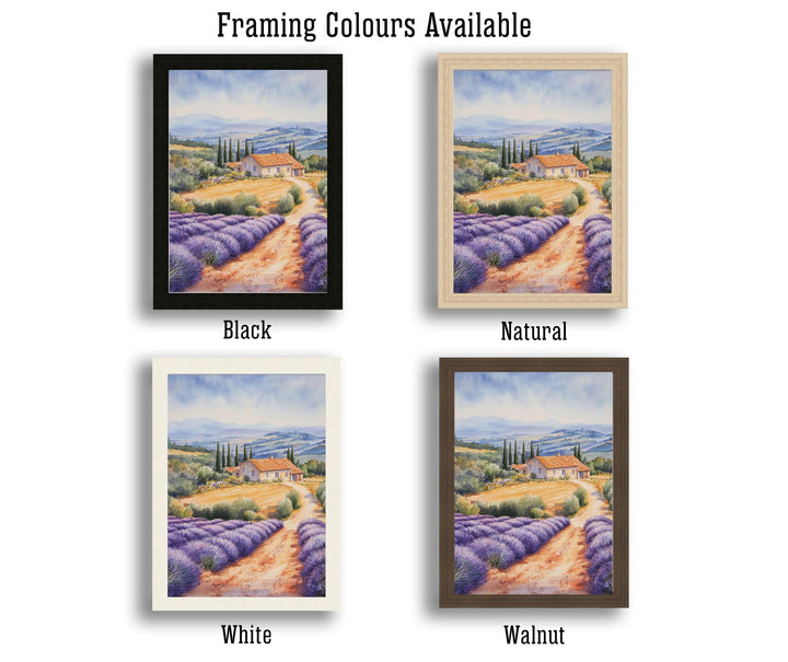 Provence Watercolor Painting French Landscape Art Provence Print Scenic Lavender Fields Decor Gift for France Lovers