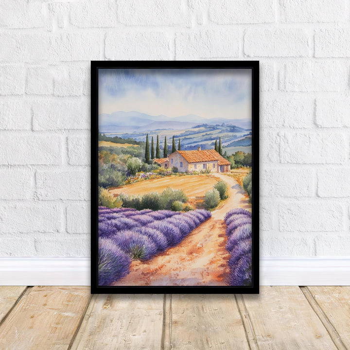 Provence Watercolor Painting French Landscape Art Provence Print Scenic Lavender Fields Decor Gift for France Lovers