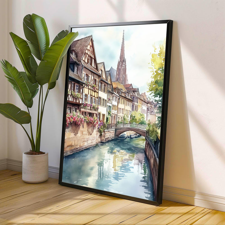 Strasbourg Watercolor Painting France City Art Strasbourg Print Scenic Alsace Decor Gift for France Lovers