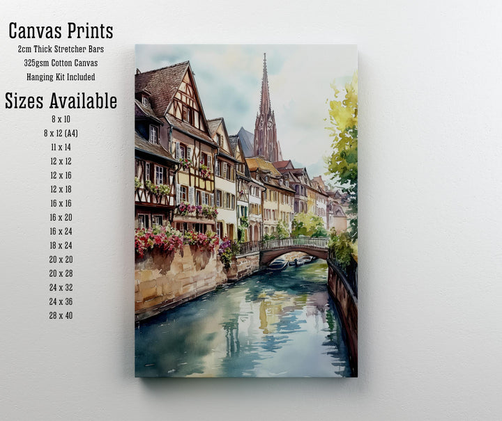 Strasbourg Watercolor Painting France City Art Strasbourg Print Scenic Alsace Decor Gift for France Lovers