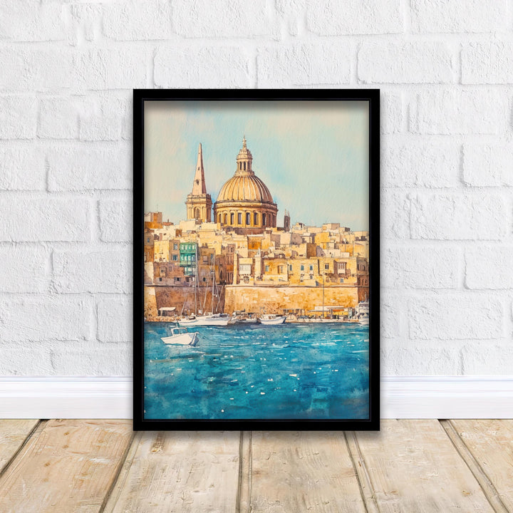 Valletta Malta Watercolor Painting Mediterranean City Art Valletta Print Scenic Malta Decor Gift for Malta Lovers