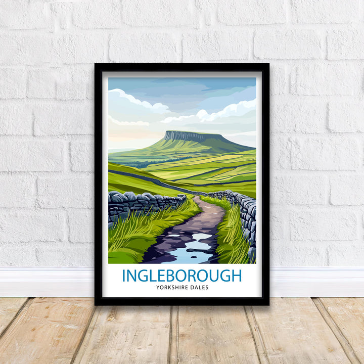 Ingleborough Travel Poster Yorkshire Dales Art Ingleborough Print Scenic Mountain Decor Gift for Hiking Lovers