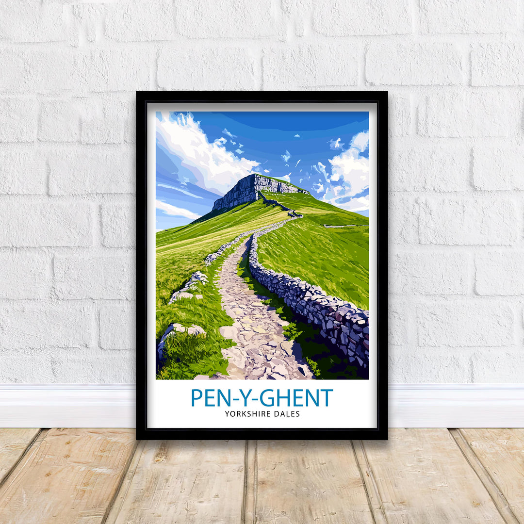 Pen Y Ghent Travel Poster Yorkshire Dales Art Pen Y Ghent Print Scenic Mountain Decor Gift for Hiking
