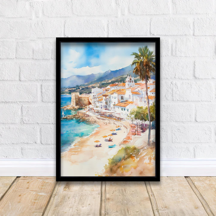 Costa del Sol Watercolor Painting Spain Beach Art Costa del Sol Print Scenic Mediterranean Decor Gift for Spain Lovers