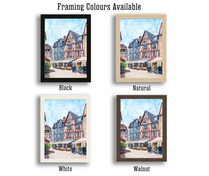 Normandy Watercolor Painting French Coast Art Normandy Print Scenic Beach Village Decor Gift for France Lovers