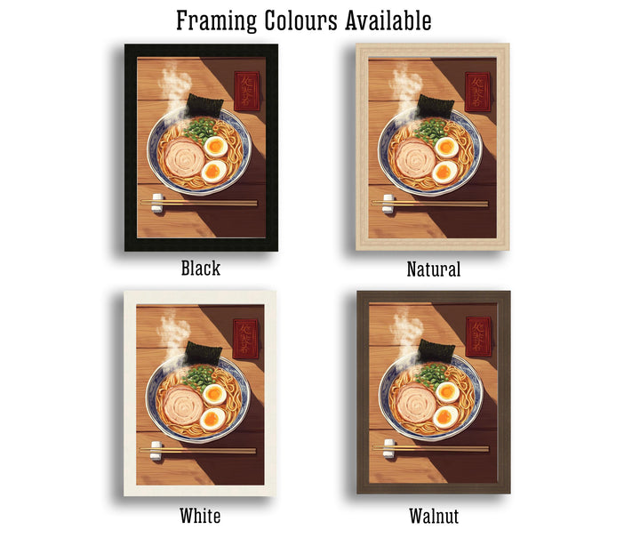 Japanese Ramen Bowl Poster Asian Food Wall Art with Egg and Pork Slice Retro Kitchen Noodle Print