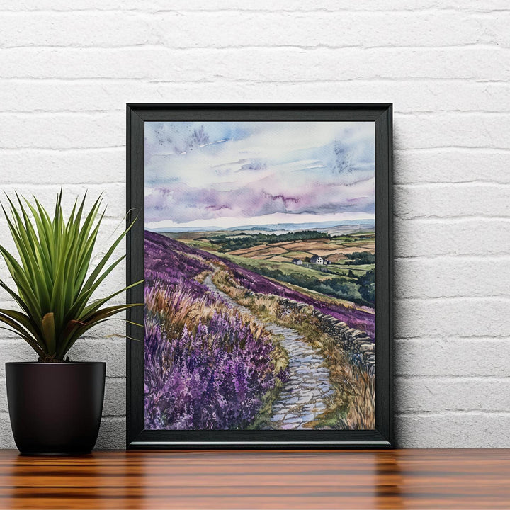 North Yorkshire Watercolor Painting English Countryside Art UK Print Scenic Moors Decor Gift for Nature Lovers