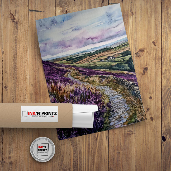 North Yorkshire Watercolor Painting English Countryside Art UK Print Scenic Moors Decor Gift for Nature Lovers