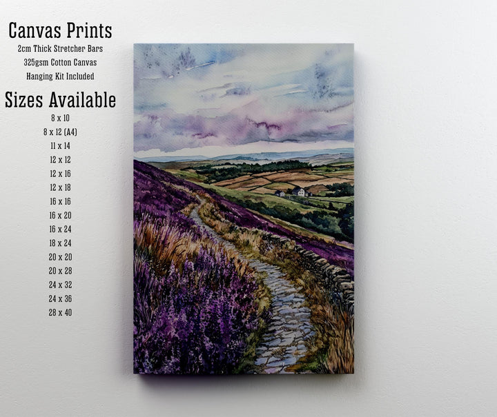 North Yorkshire Watercolor Painting English Countryside Art UK Print Scenic Moors Decor Gift for Nature Lovers