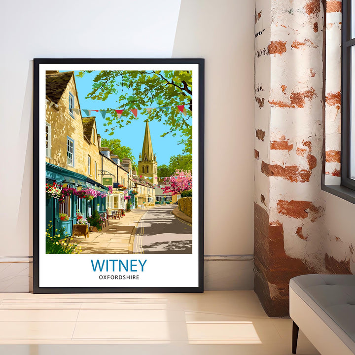 Witney Oxfordshire Travel Poster UK Village Art Witney Print Scenic Oxfordshire Decor Gift for England Lovers