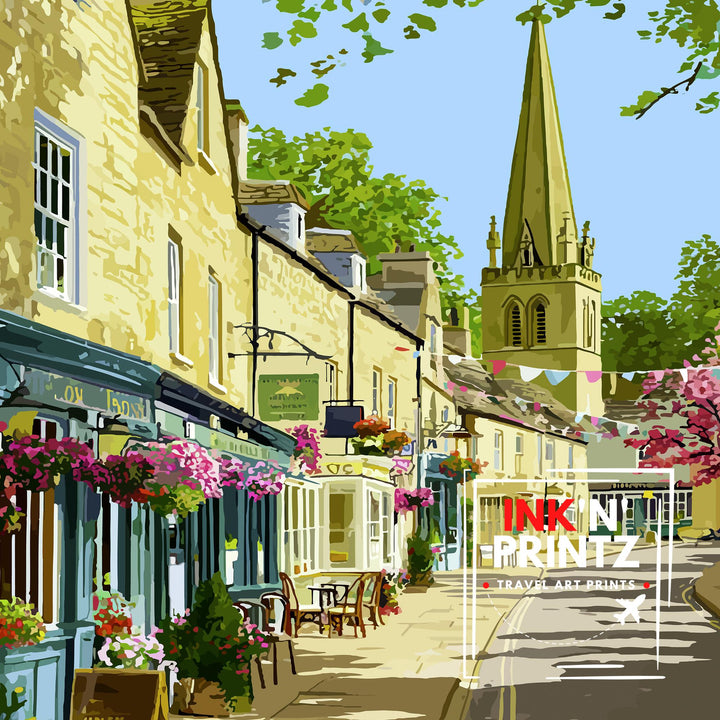 Witney Oxfordshire Travel Poster UK Village Art Witney Print Scenic Oxfordshire Decor Gift for England Lovers