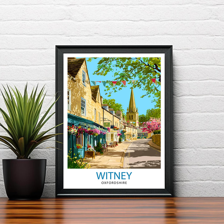 Witney Oxfordshire Travel Poster UK Village Art Witney Print Scenic Oxfordshire Decor Gift for England Lovers