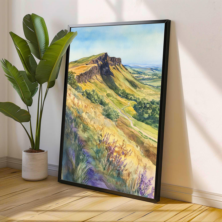 Arthur's Seat Scotland Watercolor Painting Edinburgh Landscape Art Arthur's Seat Print Scenic City View Decor