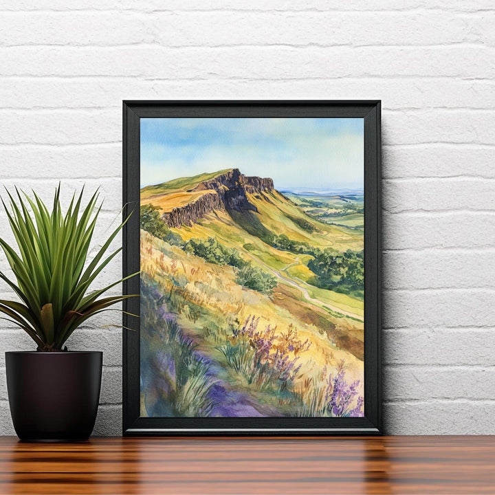 Arthur's Seat Scotland Watercolor Painting Edinburgh Landscape Art Arthur's Seat Print Scenic City View Decor