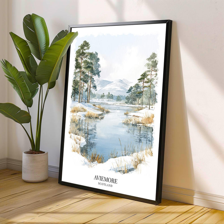 Aviemore Scotland Watercolor Painting Scottish Highlands Art Aviemore Print Scenic Mountain Village Decor