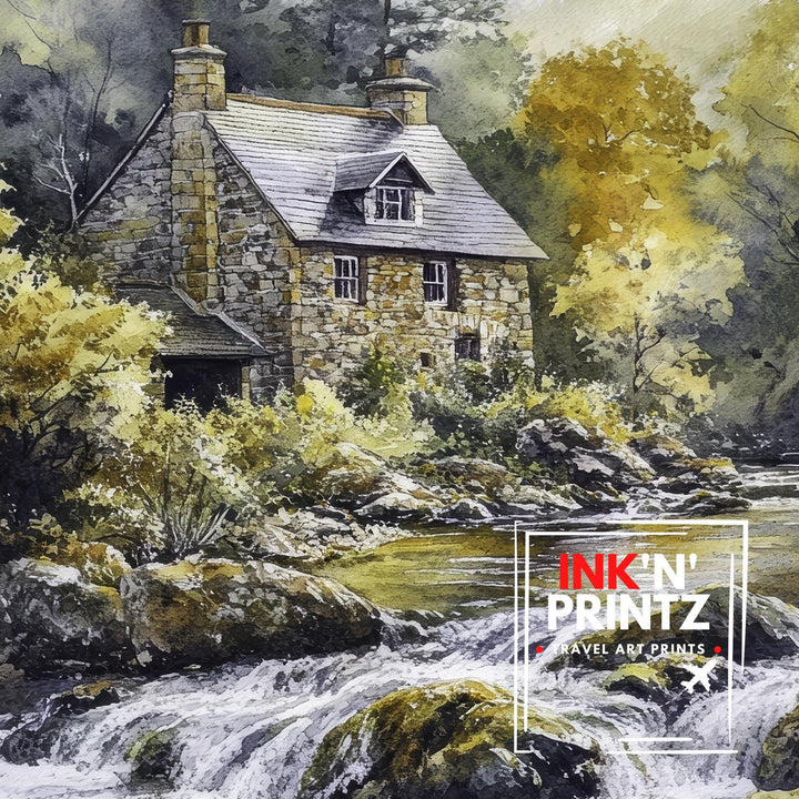 Betws-y-Coed Travel Poster North Wales Village Art Betws-y-Coed Print Scenic Mountain Village Decor Gift for Wales Lovers
