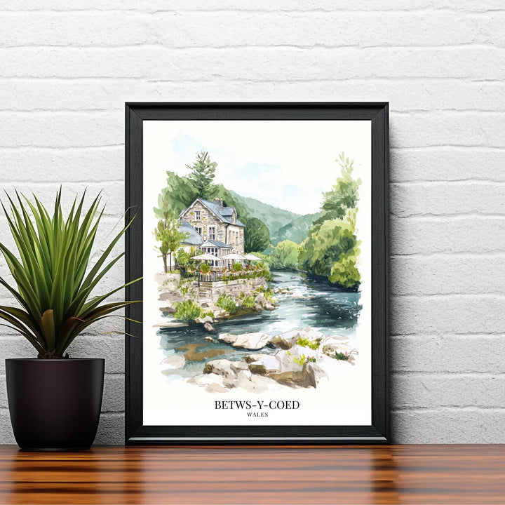 Betws-y-Coed Watercolor Painting Snowdonia Village Art Betws-y-Coed Print Scenic River Decor
