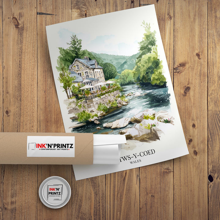 Betws-y-Coed Watercolor Painting Snowdonia Village Art Betws-y-Coed Print Scenic River Decor