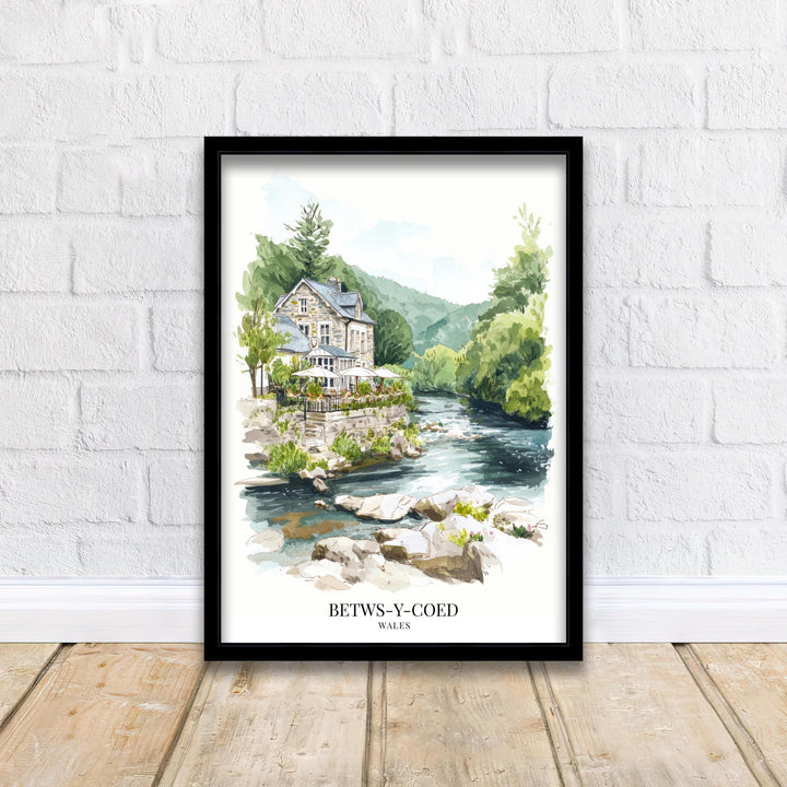 Betws-y-Coed Watercolor Painting Snowdonia Village Art Betws-y-Coed Print Scenic River Decor