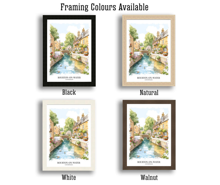 Bourton-on-the-Water Watercolor Painting Cotswold Village Art Bourton Print Scenic River Village Decor