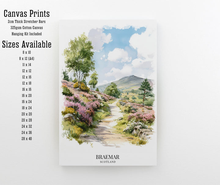 Braemar Scotland Watercolor Painting Highland Village Art Braemar Print Scenic River and Mountain Decor
