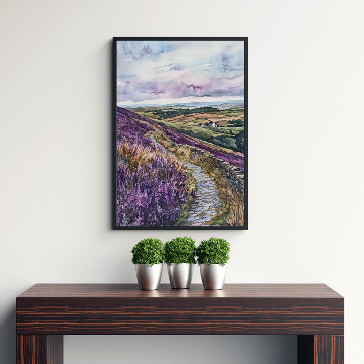 North Yorkshire Watercolor Painting English Countryside Art UK Print Scenic Moors Decor Gift for Nature Lovers