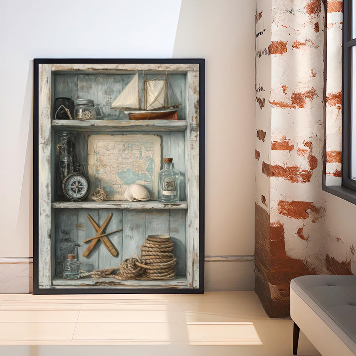 Rustic Coastal Still Life Poster Coastal Decor Vintage Nautical Art Sailor Wall Art Ocean Aesthetic Print