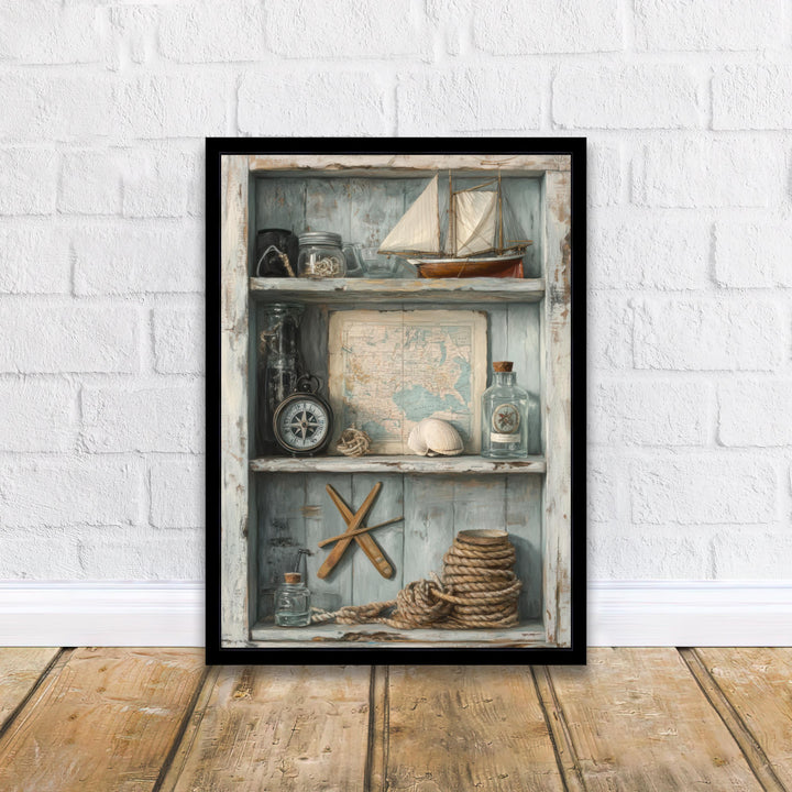 Rustic Coastal Still Life Poster Coastal Decor Vintage Nautical Art Sailor Wall Art Ocean Aesthetic Print