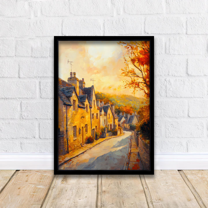 Broadway Oil Painting Poster Cotswolds England Wall Art Countryside Village Print Decor Gift for UK Nature Lovers and Fans of Scenic