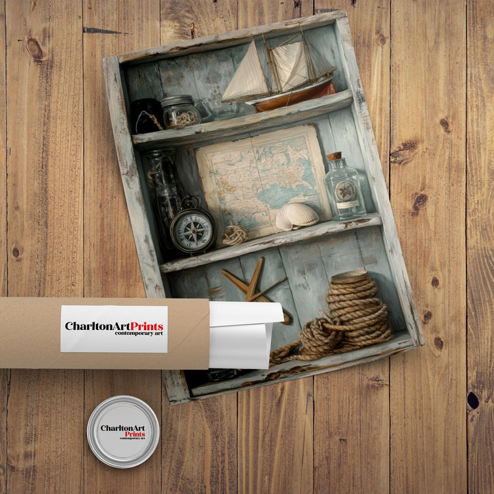 Rustic Coastal Still Life Poster Coastal Decor Vintage Nautical Art Sailor Wall Art Ocean Aesthetic Print