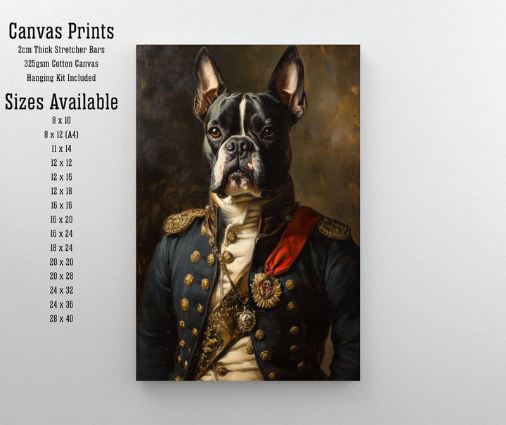 Boston Terrier Portrait Poster Regal Pet Art Vintage Animal Illustration Humorous Wall Decor Dog Lover Gift