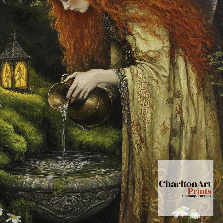 Brigid Celtic Goddess Poster Mythological Folk Art Healing Wall Decor Enchanted Celtic Pagan Illustration