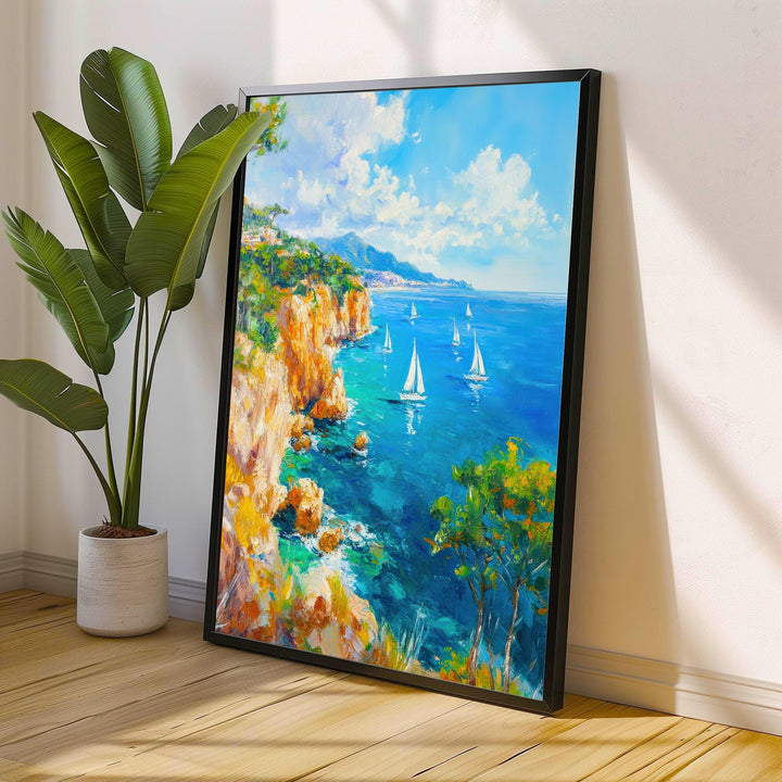 Majorca Oil Painting Poster Spain Wall Art Mediterranean Island Coastal Landscape Print Gift for Europe Travel Lovers and Fans of Scenic