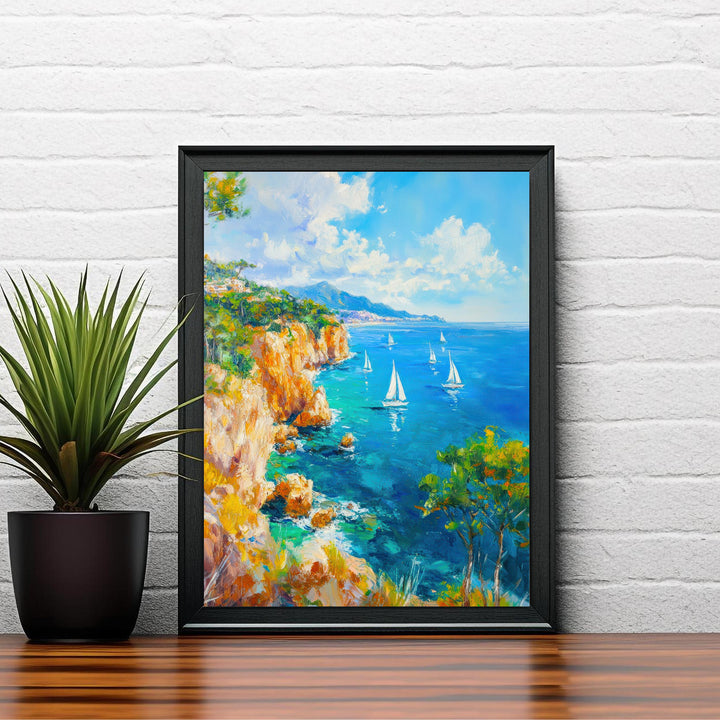 Majorca Oil Painting Poster Spain Wall Art Mediterranean Island Coastal Landscape Print Gift for Europe Travel Lovers and Fans of Scenic