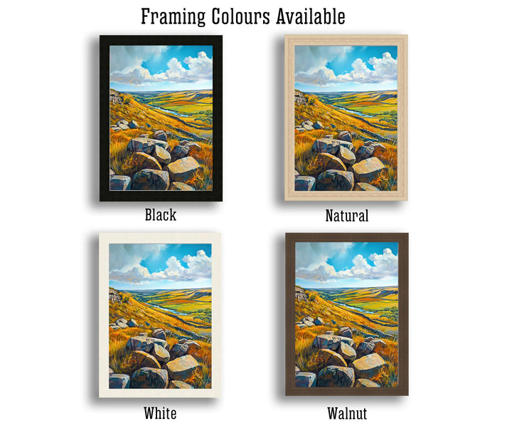 Peak District Oil Painting Poster England Wall Art National Park Countryside Landscape Print Gift for UK Travel Lovers and Fans of Scenic