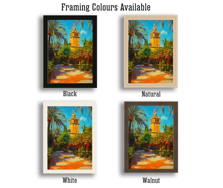 Seville Spain Oil Painting Poster Andalusia Wall Art Historic City Landscape Print Gift for Europe Travel Lovers and Fans of Scenic Spanish