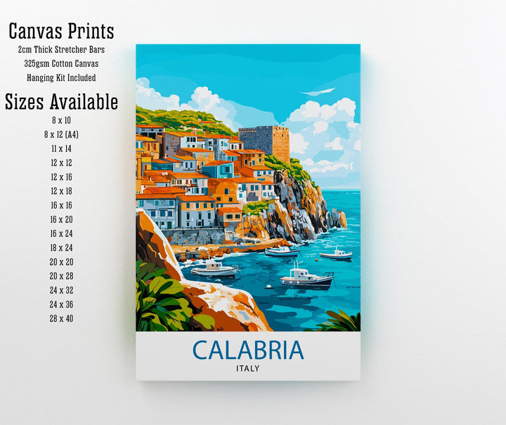 Calabria Italy Travel Poster Print Mediterranean Coastal Wall Art Landscape Gift for Europe Lovers and Fans of Scenic Southern Italian