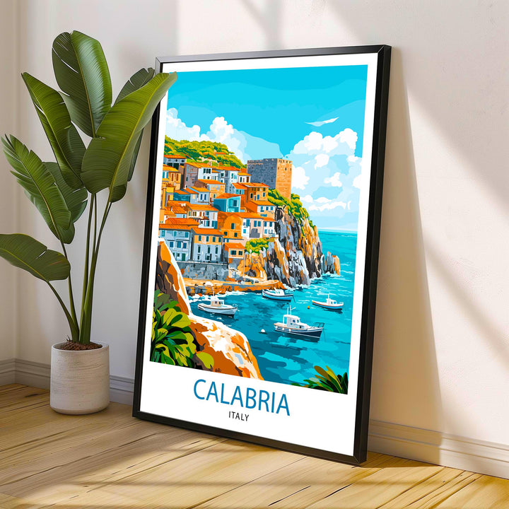 Calabria Italy Travel Poster Print Mediterranean Coastal Wall Art Landscape Gift for Europe Lovers and Fans of Scenic Southern Italian