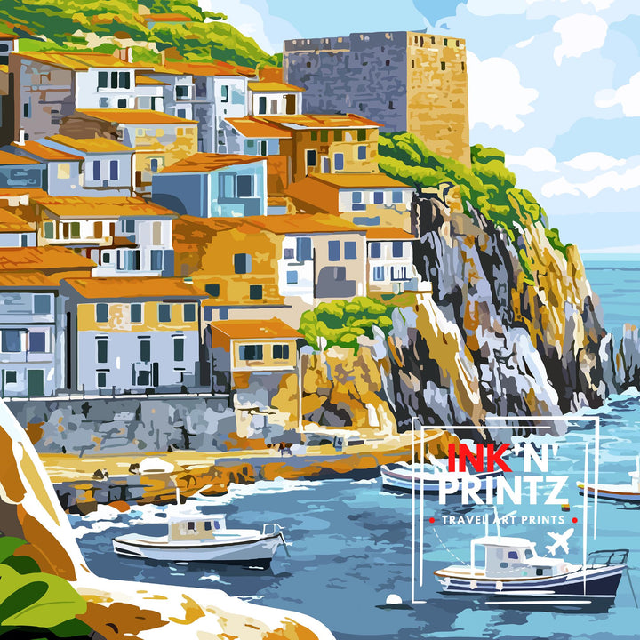 Calabria Italy Travel Poster Print Mediterranean Coastal Wall Art Landscape Gift for Europe Lovers and Fans of Scenic Southern Italian