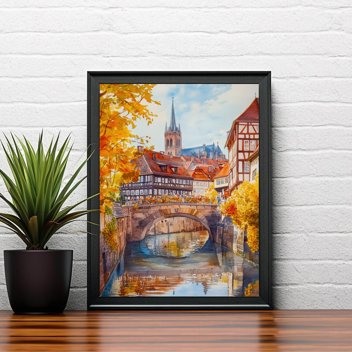 Nuremberg Germany Watercolor Poster Painting Wall Art Historic City Landscape Print Gift for Europe Lovers and Fans of Scenic German