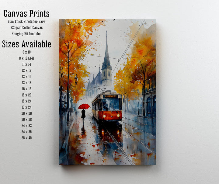 Zurich Watercolour Painting Poster Switzerland Wall Art Historic City Landscape Print Gift for Europe Travel Lovers and Fans