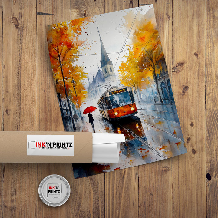 Zurich Watercolour Painting Poster Switzerland Wall Art Historic City Landscape Print Gift for Europe Travel Lovers and Fans