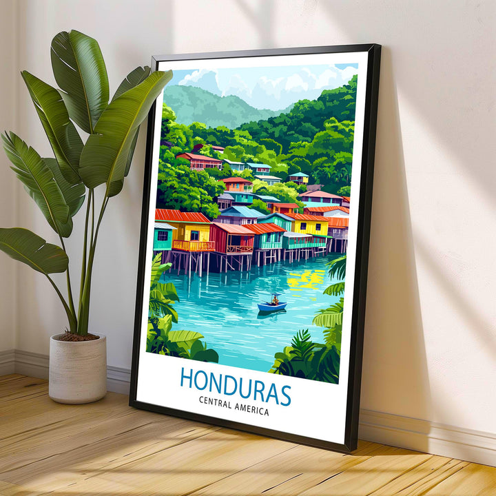 Honduras Central America Travel Poster Print Wall Art Tropical Landscape Gift for Latin America Lovers and Fans of Scenic Caribbean