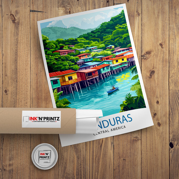 Honduras Central America Travel Poster Print Wall Art Tropical Landscape Gift for Latin America Lovers and Fans of Scenic Caribbean