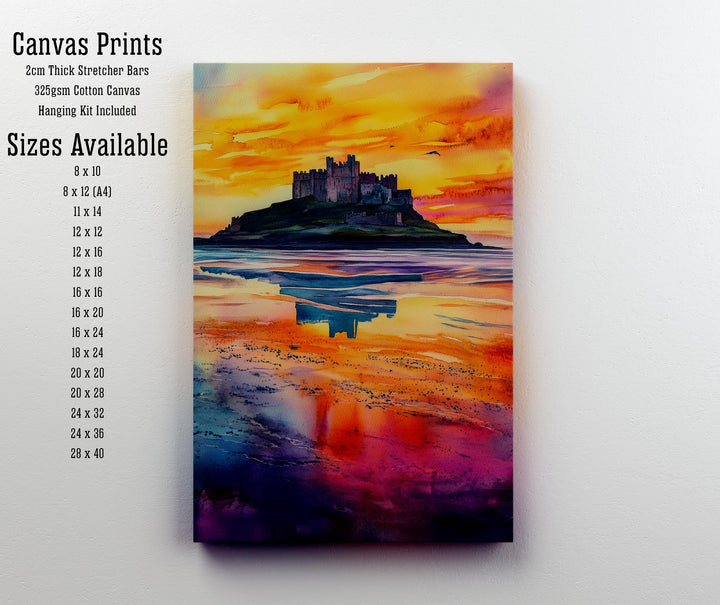 Bamburgh Castle Travel Poster Print Northumberland England Wall Art Coastal Fortress Decor Gift for UK History Lovers and Fans of Scenic