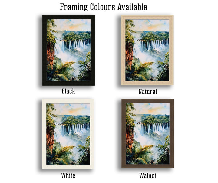 Iguazu Falls Watercolor Art Print, Brazil Argentina Nature Painting, Waterfall Wall Decor, Travel Gift